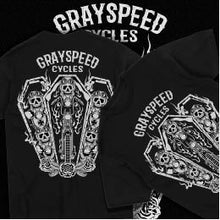 Load image into Gallery viewer, Grayspeed Cycles Coffin Cheater T-Shirt Blk
