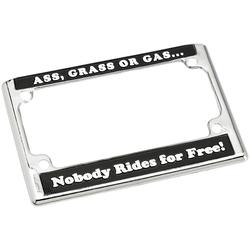 Biltwell License Plate Frame - Nobody Rides For Free